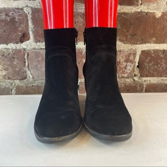 Paul Green Nora Black Waterproof Suede Heeled Booties Sz 7 - Picture 4 of 8